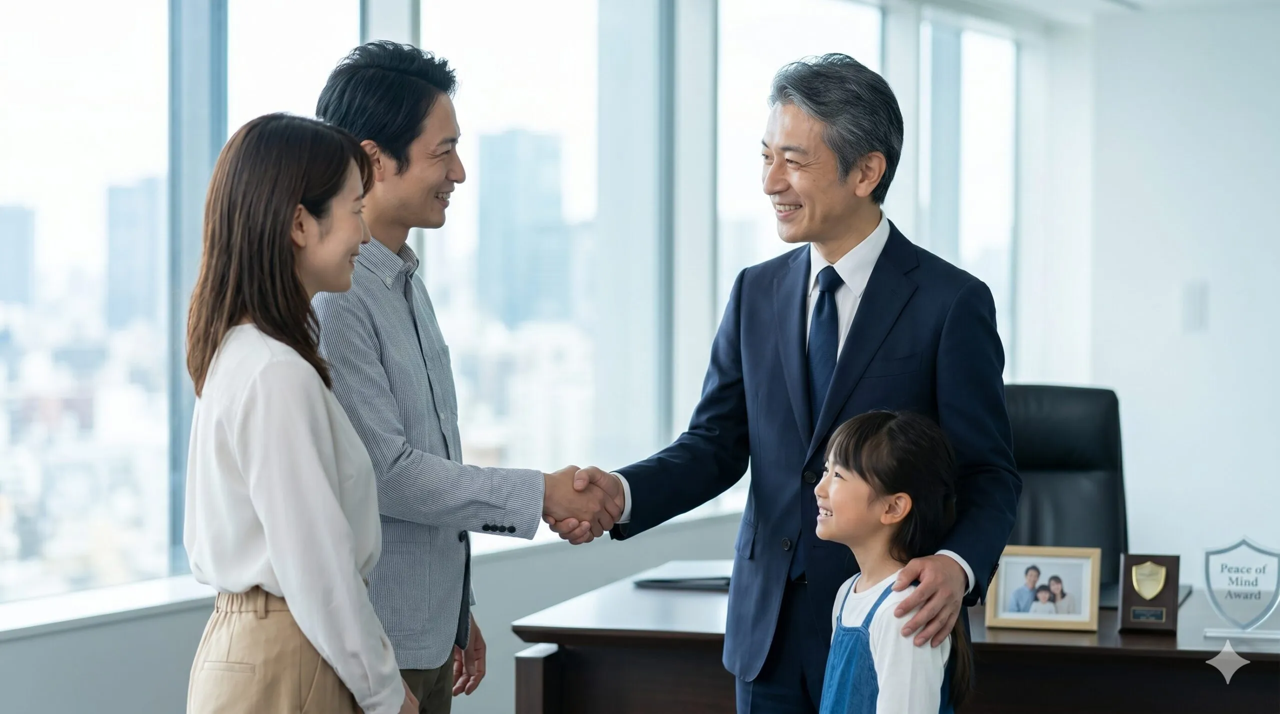 地域の安全と家族の安心を守るために警備会社と提携する家族のイメージ