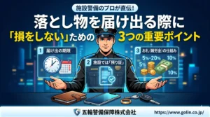 施設警備のプロが直伝！落とし物を届け出る際に「損をしない」ための3つの重要ポイントが書かれたアイキャッチ画像