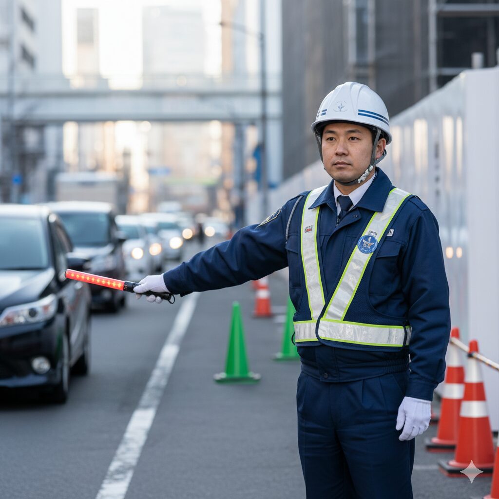 交通誘導を行う警備員
