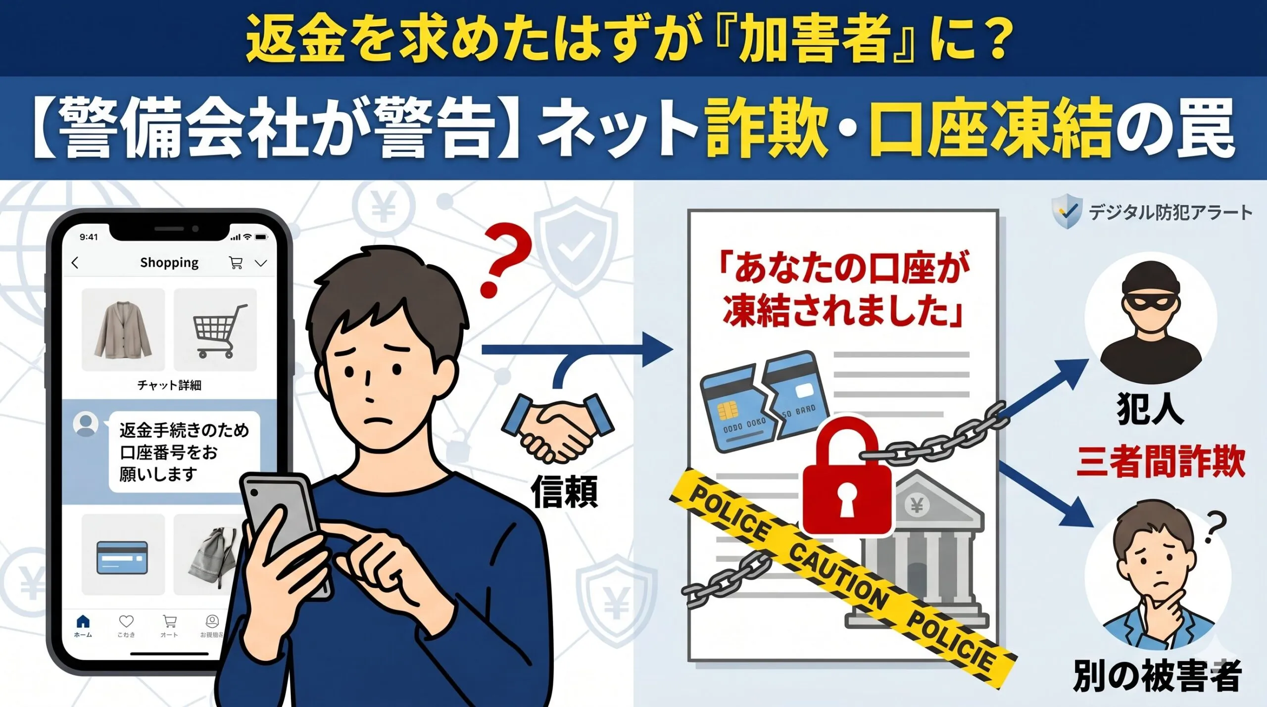 ネットショッピング返金手続きの罠！「三者間詐欺」で口座凍結される仕組みとは？