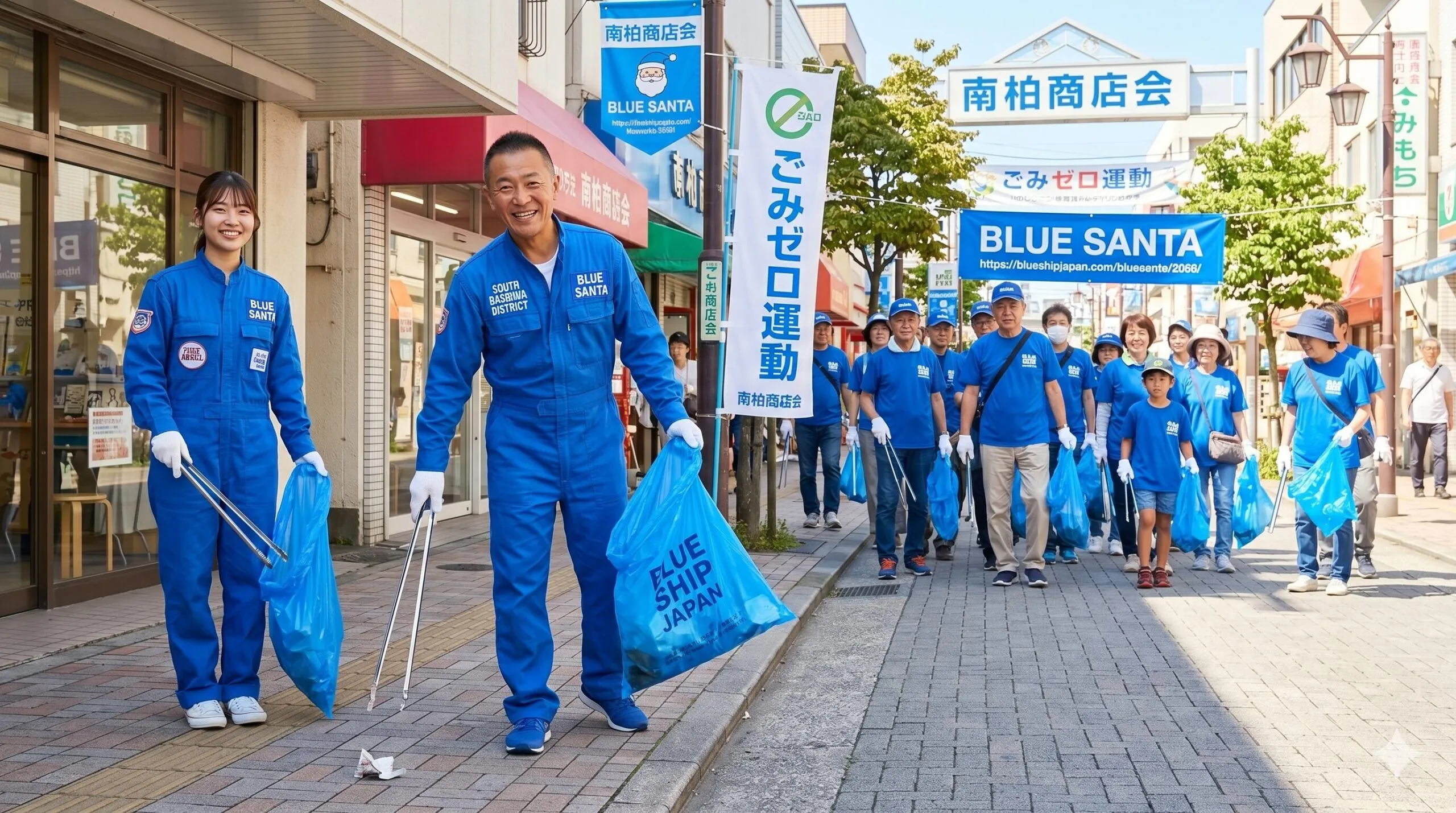 街の安全は、足元のゴミ拾いから。青いサンタと始める地域活動。