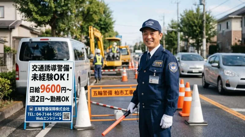 柏市の交通誘導警備スタッフ(五輪警備保障)