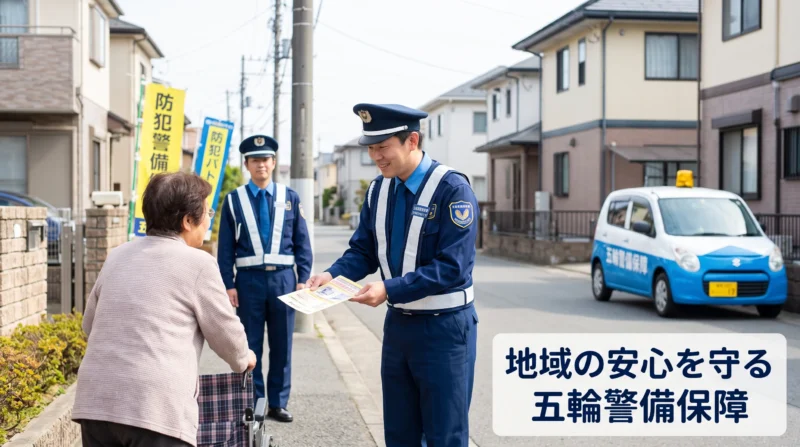 柏市・松戸市エリアで地域の安全を見守る五輪警備保障の警備員と防犯活動