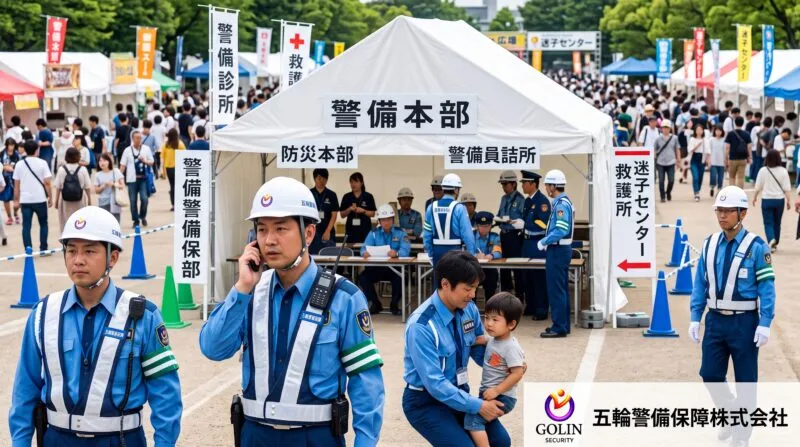 イベント警備本部での無線統制・迷子や急病人の初動救護および会場内防犯パトロール