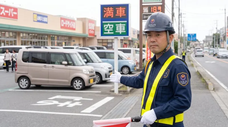 柏市内のロードサイド店舗での駐車場警備