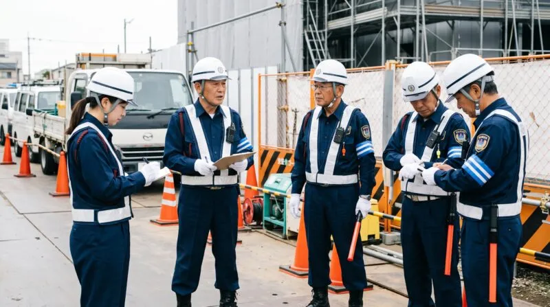 作業前の朝礼・ミーティングおよび装備・資機材の相互点検風景