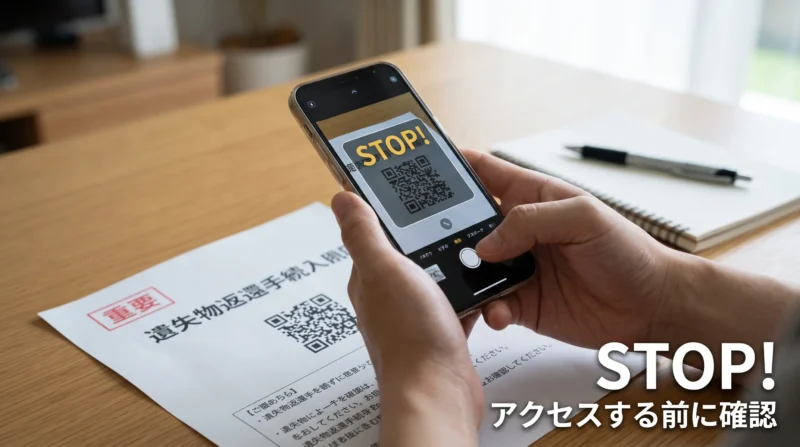 不審な郵便物のQRコード読み取りを踏みとどまる防犯チェック・確認手順